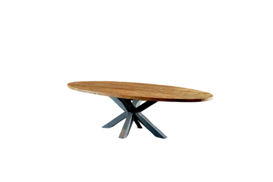 Mesa ovalada con base de hierro
